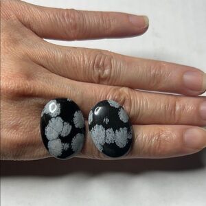 Snowflake obsidian cabochons Earrings